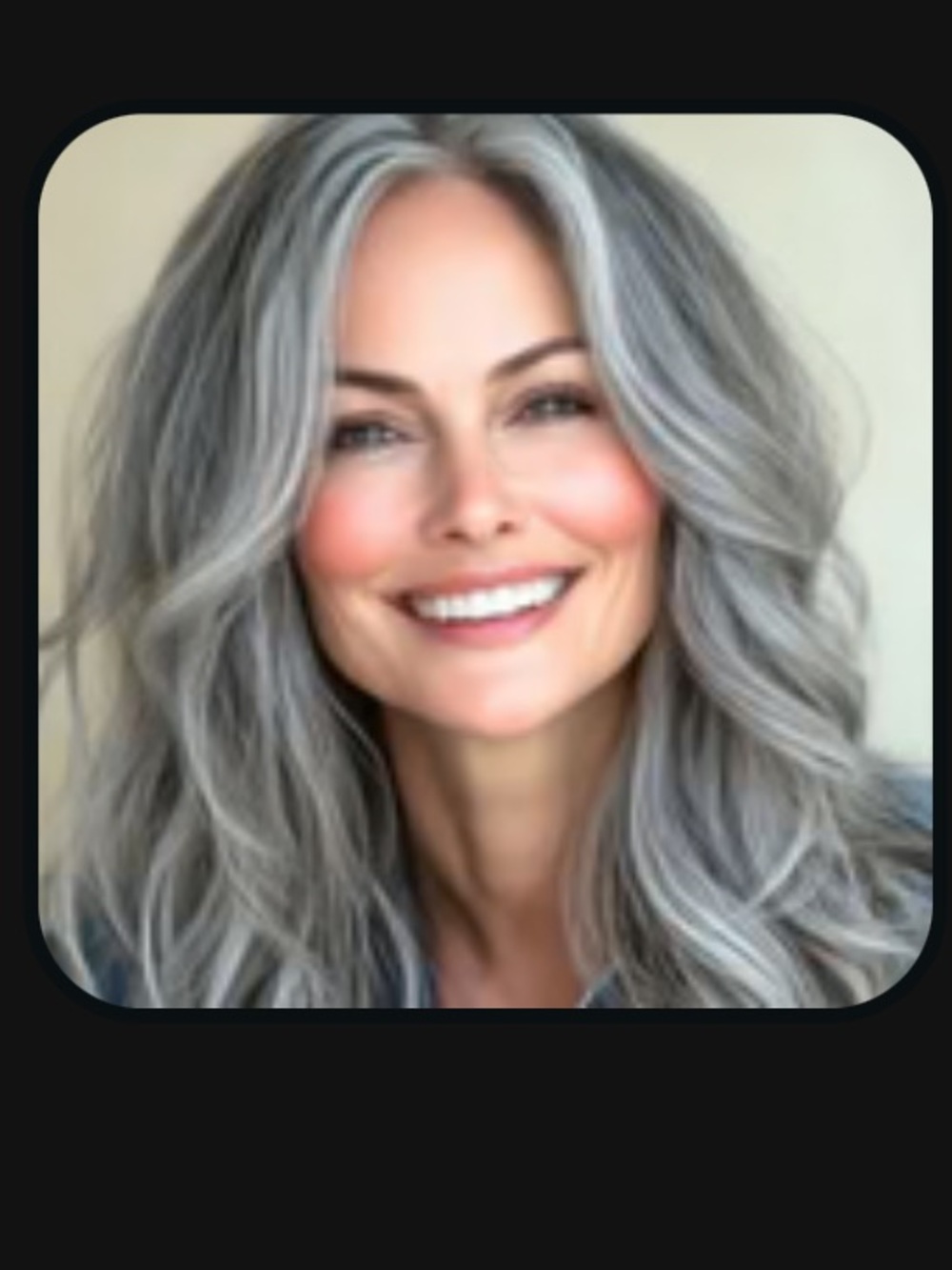 Silver Gray Long Layered waxy hair topper - Classic Silvery Gray Style 16”